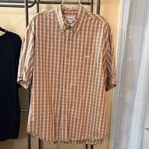 Carhartt Men's Tan Plaid Button Down Shirt
